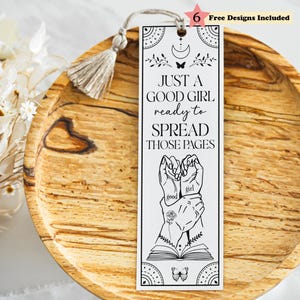 Bookish Smut Tarot Good Girl Art Bookmark SVG Print, Book Lover Printable Bookmark, Do It Yourself Gift for Sister, Digital Download