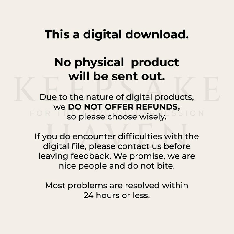 a white poster with the words, this is a digital downloaded no physical product will