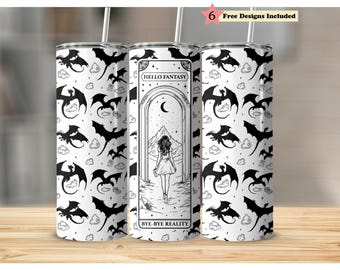 Book Dragon Smut Romantasy Reader 20oz Tumbler Full Wrap SVG PNG, Laser File Engraved Pattern, Seamless Sublimation Design, Digital Download