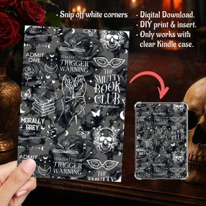 Kindle Insert durchsichtige Hülle PNG Smutty Book Club Ästhetik für Reader, Paperwhite, Basic, Colorsoft druckbare, digitale Download