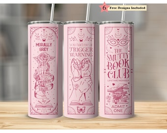 Witchy Gothic Smut Dark Romance Reader Boho Pink 20oz Straight Skinny Full Tumbler Wrap PNG, Seamless Sublimation Design, Digital Download