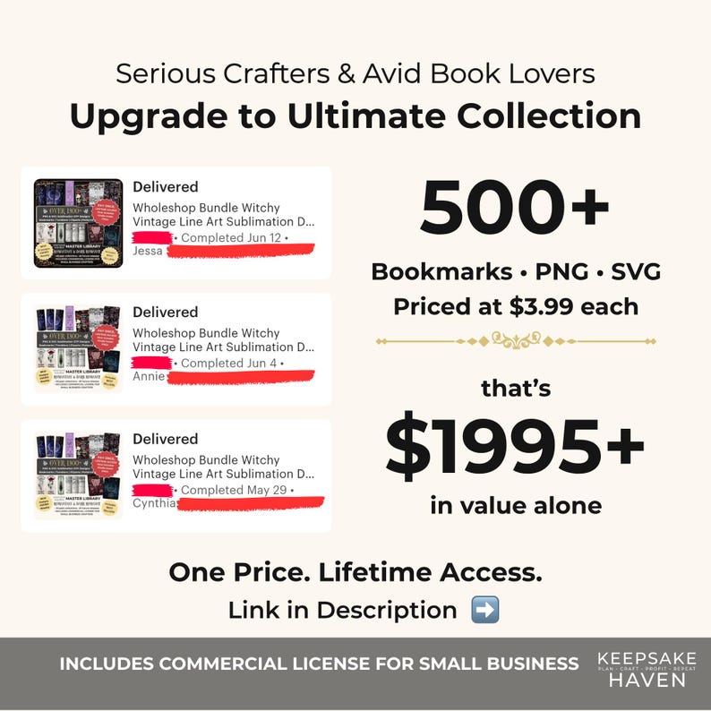 The image is a promotional advertisement for a book collection, featuring a variety of books and services offered.