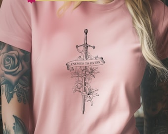 Enemies To Lovers Romance Fantasy Book Trope SVG PNG, Decorative Bookish Wall Art, Sublimation Shirt, Tote Bag Digital Print, Sword Flower
