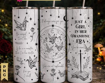 Dramione tijdperk fanfictie heks tovenaar fantasie ao3 20oz magere beker sublimatie volledige wrap png, romantiek leescadeau, digitale download