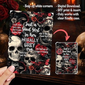 Kindle Insert Clear Case Gothic Dark Romance Morally Grey Smutty Decor PNG, Kindle Paperwhite, Basic, Colorsoft Printable, Digital Download