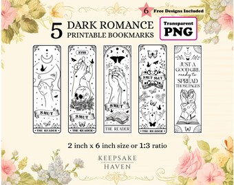 Printable Bookmarks Bundle, Bookish Bookmark PNG, Spicy Dark Romance Book Club, Smut Bookmark Sayings, DIY Gift for Reader, Digital Download