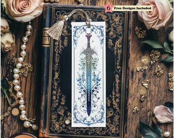 Chinoiserie Toile Enemies To Lovers Fantasy Reader Sword Bookmark PNG, Printable Bookmarks, Instant Digital Download, DIY Gift for Reader