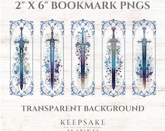 Chinoiserie Toile Blue Sword Bookmark Bundle Romantasy  PNGs, Printable Bookmarks, Bookish Gaming Merch, Digital Download, Gift for Reader