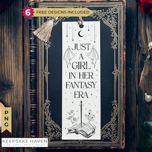 Marcapáginas SVG de romance con estrellas y luna en su época de fantasía, amante del romance literario, lector obsceno, chicos murciélago, regalo DIY para hermana, mejor amiga