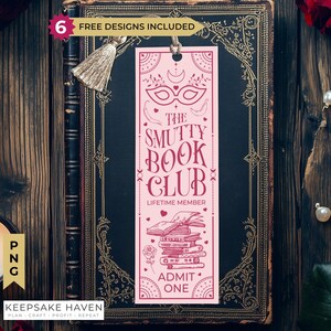 Marcapáginas Smut Dark Romance Book Club Boho Pink PNG, Marcapáginas imprimibles de Witchy Celestial, Merchandising literario, Descarga digital, Regalo para el lector