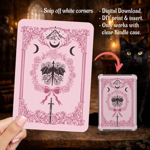 Kindle Insert Clear Case PNG Romantasy Fantasy Book Dragon Celestial Pink Coquette Paperwhite, Basic, Colorsoft Printable, Digital Download