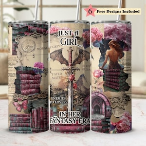 In Her Fantasy Era Red Roses Junk Journal Shabby Chic 20oz Tumbler Seamless Full Wrap, DIY Gift for Sister, Bestie, Mom, Aunt, Daughter