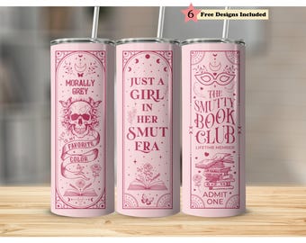 Witchy Gothic Smut Era Dark Romance Reader Boho Pink Morally Grey 20oz Tumbler Full Wrap PNG, Seamless Sublimation Design, Digital Download