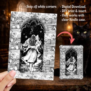 Bookish Romantasy Reader and Fantasy Lover Girl Era, Kindle Insert Clear Case PNG, Paperwhite, Basic, Colorsoft Printable, Digital Download