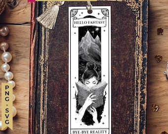 Romantasy Fantasy Book Lover Bookmark SVG PNG, Medieval Gothic Celestial Printable Bookmarks, Book Lover Gift DIY, Digital Download