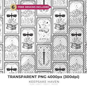 Witchy Tarot Romantasy Smut Romance Book Lover PNG Seamless Digital Pattern Paper Print for Scrapbooking Wallpaper Fabric, Digital Download