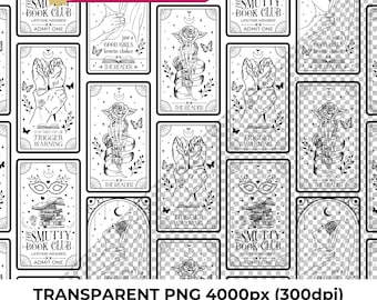 Dark Romance Smut Tarot Trigger Warning PNG, Seamless Digital Pattern Paper Print for Scrapbooking Fabric Wallpaper, Digital Download