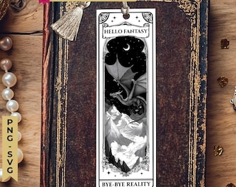 Dragon Bookmark PNG SVG: Magical Fantasy Design - Digital Download