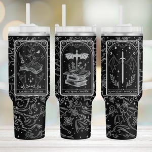 Romantasy Book Dragon Seamless Pattern Laser Engraved File SVG, 40oz Tumbler with Handle, Digital Download, Gift for Reader Sister, Mom