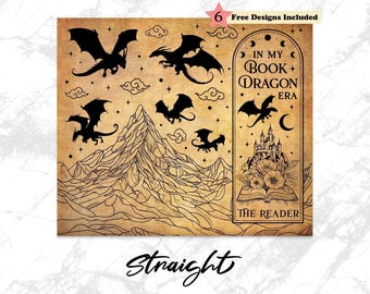 Book Dragon Romantasy Mountain Fantasy Reader 20oz Tumbler Wrap PNG, Witchy Book Lover Gift, Seamless Sublimation Smutty Bookish Bookworm
