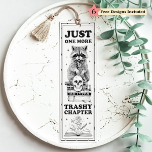 Raccoon Feral Trash Panda Bookmark SVG, Retro Vintage Bookish Reading Woodland Animal, Sublimation Design, Reader Gift, Digital Download
