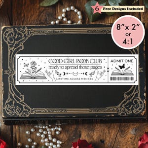 Lesezeichen SVG PNG Witchy Dark Romance Good Girl Ticket Druckbares Lesezeichen, Bücherwurm Lesezeichen, Digitaldruck Download, DIY Geschenk für Leser