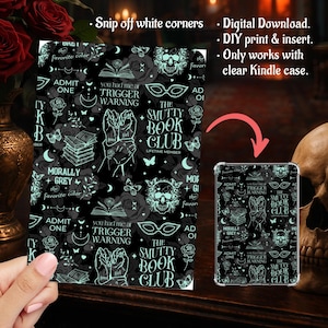 Smut Dark Romance Trigger Warning Booktok Mint Green, Kindle Insert Clear Case PNG, Paperwhite, Basic, Colorsoft Printable, Digital Download