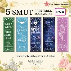 Bookish Printable Bookmarks, Spicy Trigger Warning Dark Romance Club, Smut Sayings, DIY Gift for Reader Sister, Digital Download