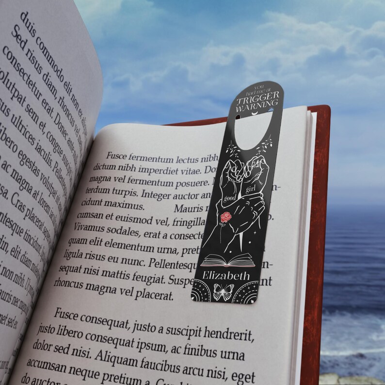Trigger Warning Dark Romance Personalisable Metal Bookmark, Book Lover