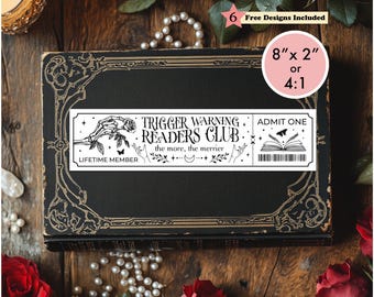 Bookmark SVG PNG Witchy Dark Romance Trigger Warning Ticket Printable Bookmark, Bookish Digital Print Download, DIY Gift for Readers Club