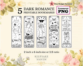 Printable Bookmarks Bundle, Bookish Bookmark PNG, Spicy Dark Romance Book Club, Smut Bookmark Sayings, DIY Gift for Reader, Digital Download