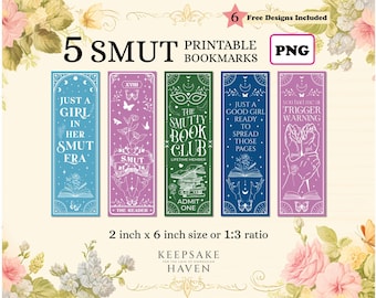 Bookish Printable Bookmarks, Spicy Dark Romance Merch, Smutty Phrases, DIY Gift for Reader Sister, Best Friend, Digital Download