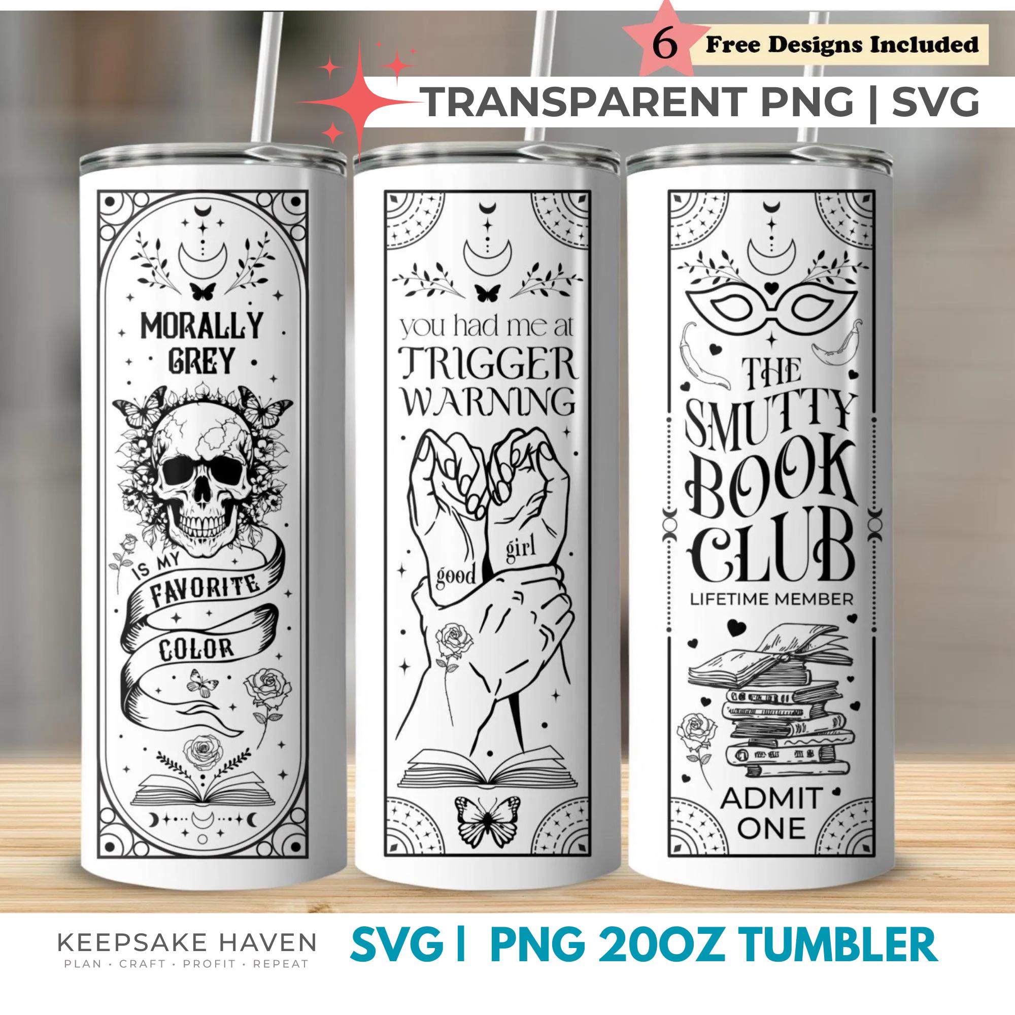 Smutty Bookish Dark Romance Reader SVG PNG, 20oz Skinny Tumbler Wrap, Witchy Tarot Seamless Full Wrap Sublimation Design, Digital Download