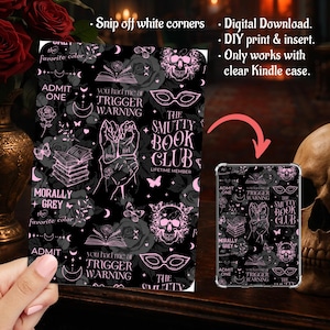 Kindle Insert Clear Case PNG Smutty Trigger Warning Aesthetic Spicy Reader Girlies, Paperwhite Basic, Colorsoft Printable, Digital Download