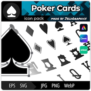 Poker Card SVG Files, Icons for Designers and Creators, Create Custom Designs and Cut Files for Cricut, Instant Digital Download