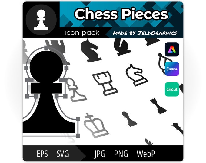 Chess SVG, Chess Pieces Clipart Black & White, Chess Pieces SVG Files ...