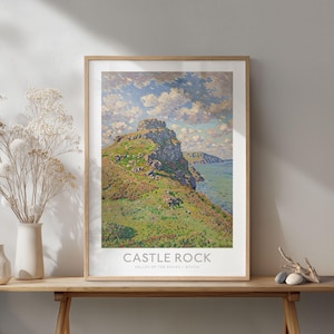 Castle Rock, North Devon Coastal Wall Art | Valley of the Rocks Print for Bathroom, Hallway, Living Room | Gift poster idea for Walker, Mum