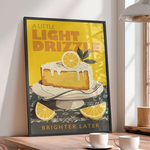 Lemon Cake Baking Poster Funny Retro Print Cake Poster Vintage Bakery Poster Lemon Poster Lemon Drizzle Cake Print Poster Gift for Baker