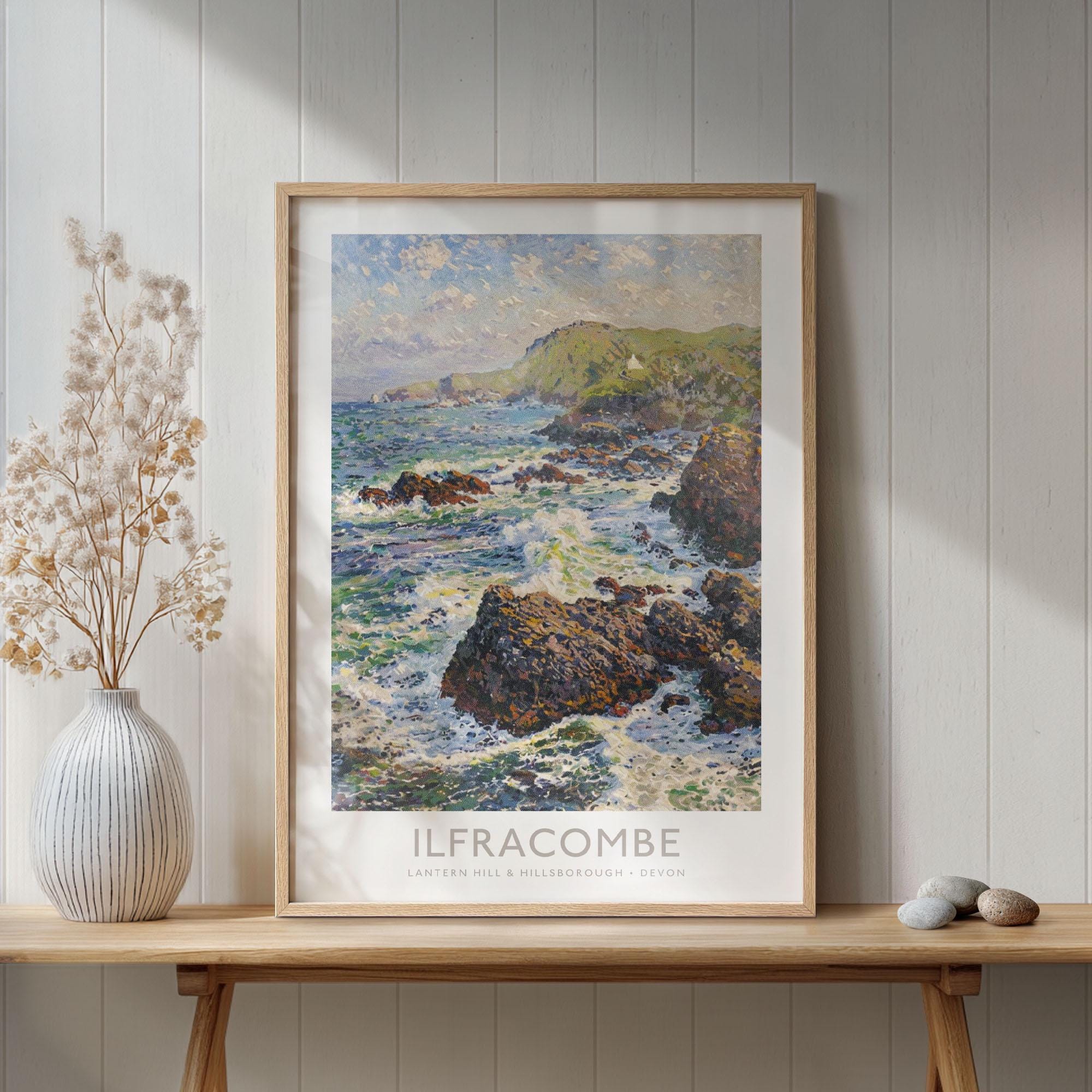 Lantern Hill & Hillsborough, Ilfracombe, Devon | Coastal Wall Art for Living Room, Hallway, Bathroom | Seaside Gift for Walker, Nature Lover