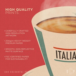 Retro muurkunst espressokoffie, poster Italiaanse keuken vintage stijl, ingelijste optie afbeelding 7