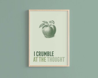 Funny Food Print Apple Green Kitchen Poster Food Gift for Foodie Kitchen Poster Cooking Apple Poster for Kitchen Wall Art Green Apple Poster