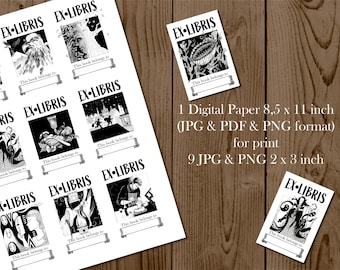 Vintage Eclipse Ex Libris – afdrukbare ex-libris voor persoonlijke bibliotheek | Verouderde esthetiek | Digitaal bestand