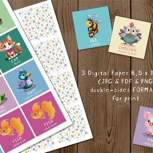 Afdrukbaar geheugenspel boerderijdieren – bijpassende kaarten voor kinderen – flitskaarten voor peuters – leer dierengeluiden – educatieve activiteit