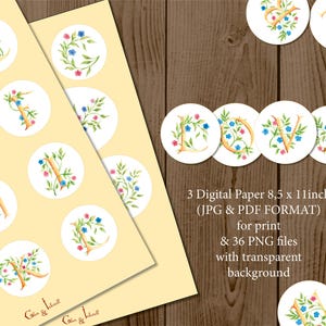 Bloemen alfabetstickers png | Digitale brieven voor scrapbooking en journaling | Lente-clipart | Afdrukbare AZ-set + individuele bestanden digitaal