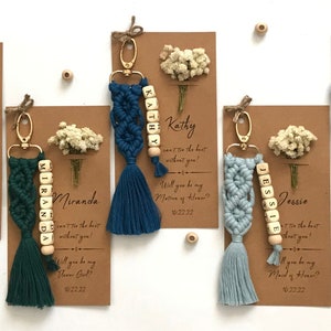 Bridesmaid Proposal Name Keychain Gifts, Custom Bridesmaid Box Gifts, Tie The Knot Gifts For Bridesmaids, Maid of Honor Gift, Name Keychain