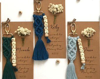 Bridesmaid Proposal Name Keychain Gifts, Custom Bridesmaid Box Gifts, Tie The Knot Gifts For Bridesmaids, Maid of Honor Gift, Name Keychain
