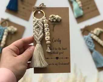 Bridesmaid keychains, Macrame Name keychain For Bridesmaid Gifts, bridesmaid proposals, maid of honor gift, bridesmaid box Gifts idea