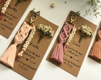 Personazlied Bridesmaid Proposals, Bachelorette Party Gifts for Bridesmaids, Maid of Honor Proposal Gifts, Macrame Keychain, Wedding Gifts