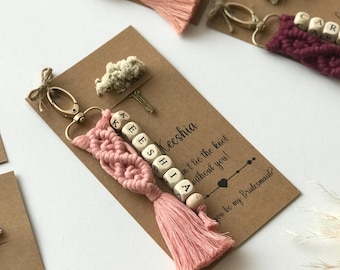 Custom Name Keychain | Bachelorette Party | Bridesmaid Gift Card | Tie The Knot Gifts | Wedding Keychains | Maid of Honor Gift