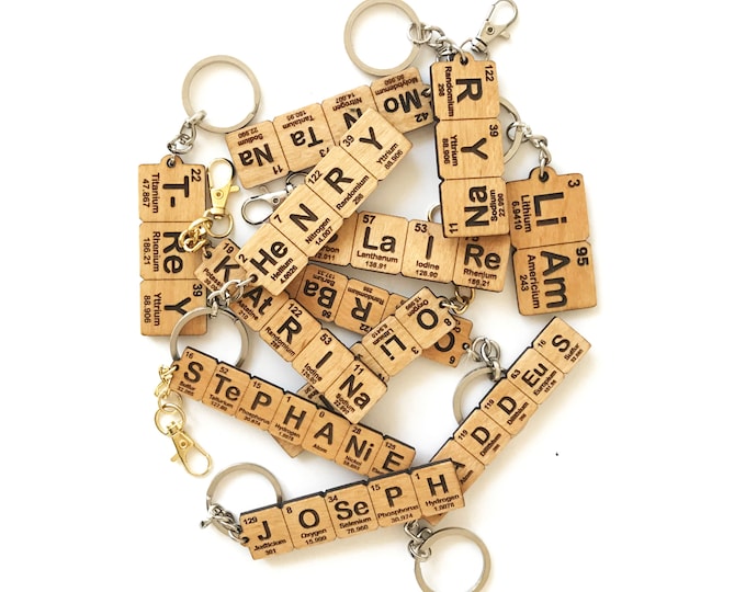 Personalized Chemistry Name Keychain, Periodic Table Element Name Keychain, Chemistry gift, Teachers Keychain Gift, Gift For Science Lovers